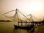 fishing, chinese, fishing nets, nature, tradition, shore, boats, kochi, coastline, kerala, india, cochin, lifestyle, dawn, water, waters edge, brown fish, brown boat, brown fishing
